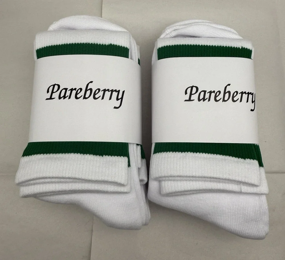 Classic Triple Stripes Soft Cotton on the Calf Retro White/Green Tube Socks READ